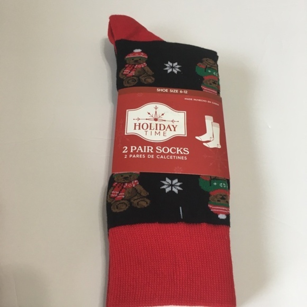 Holiday Time Men's Black and Red Socks - 2 Pair Pack